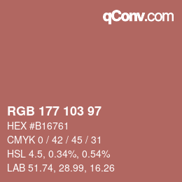 Color code: RGB 177 103 97 | qconv.com