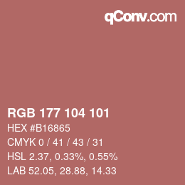 Color code: RGB 177 104 101 | qconv.com