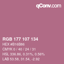 颜色代码: RGB 177 107 134 | qconv.com