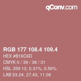 カラーコード: RGB 177 108.4 109.4 | qconv.com