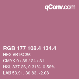 カラーコード: RGB 177 108.4 134.4 | qconv.com