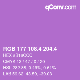 カラーコード: RGB 177 108.4 204.4 | qconv.com