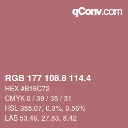 カラーコード: RGB 177 108.8 114.4 | qconv.com