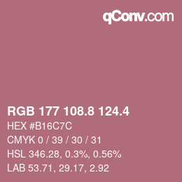 カラーコード: RGB 177 108.8 124.4 | qconv.com