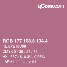 カラーコード: RGB 177 108.8 134.4 | qconv.com