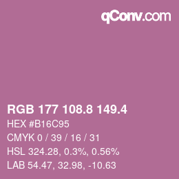カラーコード: RGB 177 108.8 149.4 | qconv.com
