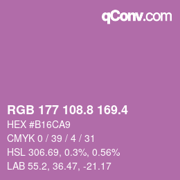 カラーコード: RGB 177 108.8 169.4 | qconv.com