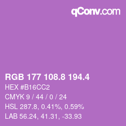 カラーコード: RGB 177 108.8 194.4 | qconv.com