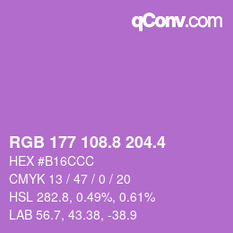 カラーコード: RGB 177 108.8 204.4 | qconv.com