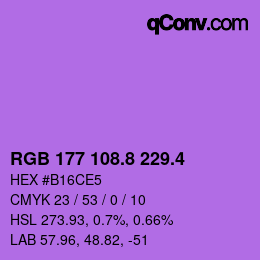 カラーコード: RGB 177 108.8 229.4 | qconv.com