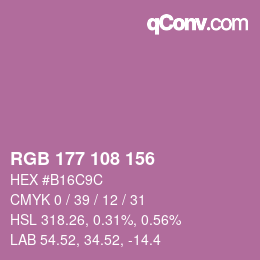 Color code: RGB 177 108 156 | qconv.com