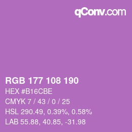 Farbcode: RGB 177 108 190 | qconv.com
