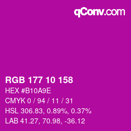 カラーコード: RGB 177 10 158 | qconv.com