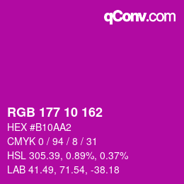 Color code: RGB 177 10 162 | qconv.com