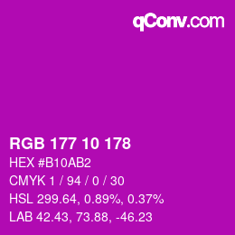 カラーコード: RGB 177 10 178 | qconv.com