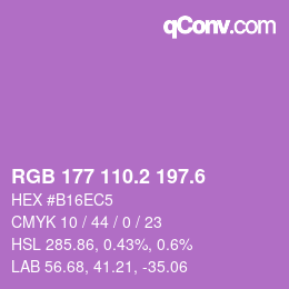 カラーコード: RGB 177 110.2 197.6 | qconv.com