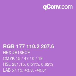 カラーコード: RGB 177 110.2 207.6 | qconv.com