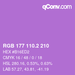 カラーコード: RGB 177 110.2 210 | qconv.com