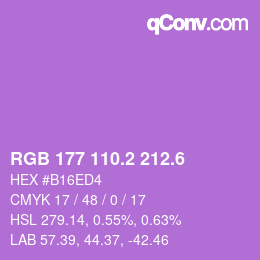 カラーコード: RGB 177 110.2 212.6 | qconv.com