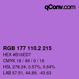 カラーコード: RGB 177 110.2 215 | qconv.com