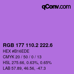 カラーコード: RGB 177 110.2 222.6 | qconv.com