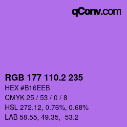 カラーコード: RGB 177 110.2 235 | qconv.com