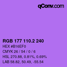 カラーコード: RGB 177 110.2 240 | qconv.com