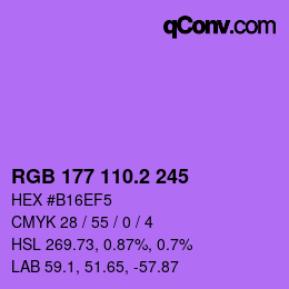 カラーコード: RGB 177 110.2 245 | qconv.com