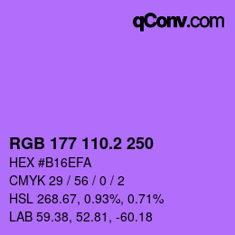 カラーコード: RGB 177 110.2 250 | qconv.com
