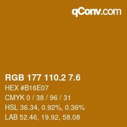カラーコード: RGB 177 110.2 7.6 | qconv.com