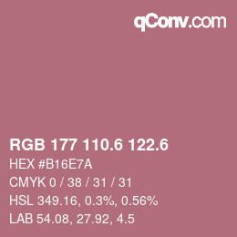 カラーコード: RGB 177 110.6 122.6 | qconv.com