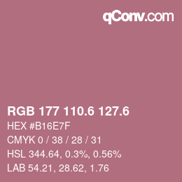 カラーコード: RGB 177 110.6 127.6 | qconv.com