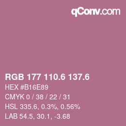 カラーコード: RGB 177 110.6 137.6 | qconv.com