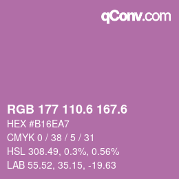 カラーコード: RGB 177 110.6 167.6 | qconv.com