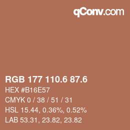 カラーコード: RGB 177 110.6 87.6 | qconv.com