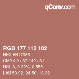 Color code: RGB 177 112 102 | qconv.com