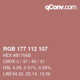 颜色代码: RGB 177 112 107 | qconv.com