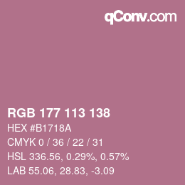 Código de color: RGB 177 113 138 | qconv.com