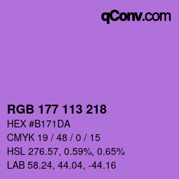 Color code: RGB 177 113 218 | qconv.com