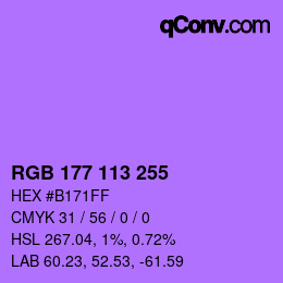 Color code: RGB 177 113 255 | qconv.com