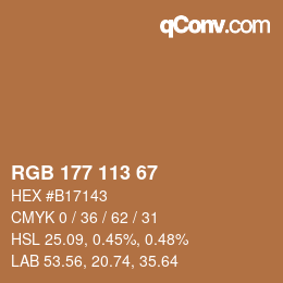 カラーコード: RGB 177 113 67 | qconv.com