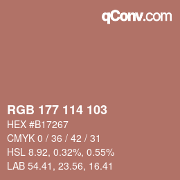 カラーコード: RGB 177 114 103 | qconv.com