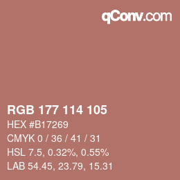 Color code: RGB 177 114 105 | qconv.com
