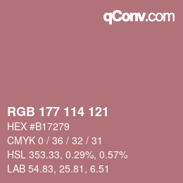 Color code: RGB 177 114 121 | qconv.com
