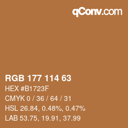 颜色代码: RGB 177 114 63 | qconv.com