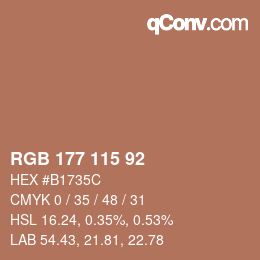 Color code: RGB 177 115 92 | qconv.com
