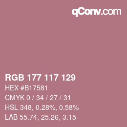 Color code: RGB 177 117 129 | qconv.com