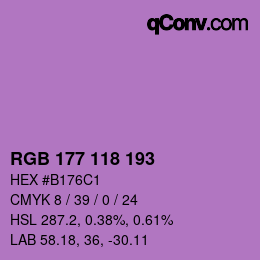 Color code: RGB 177 118 193 | qconv.com