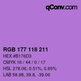 Color code: RGB 177 118 211 | qconv.com