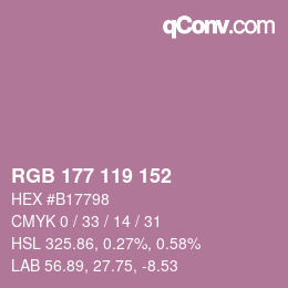Color code: RGB 177 119 152 | qconv.com